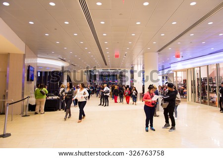 NEW YORK, USA - OCT 8, 2015: Interior of the  Madison Square Garden, New York City. MSG is the arena for basketball, ice hockey, pro wrestling, concerts and boxing.