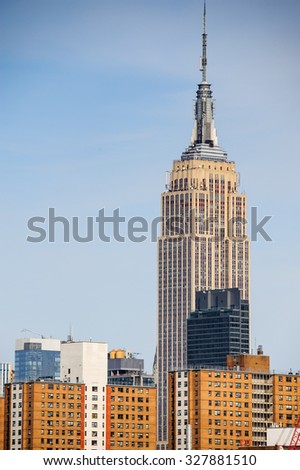 NEW YORK, USA - SEP 25, 2015: Empire State building in Manhattan, New York City, USA. New York is the most populous city in the United States of America