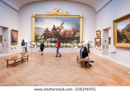 NEW YORK, USA - SEP 25, 2015: Picture gallery in the Metropolitan Museum of Art (the Met), the largest art museum in the United States of America