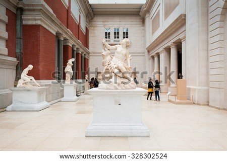 NEW YORK, USA - SEP 25, 2015: Part of the Metropolitan Museum of Art (the Met), the largest art museum in the United States of America