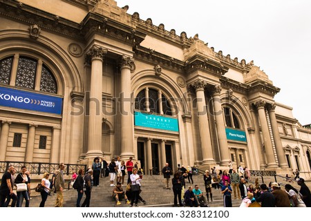 NEW YORK, USA - SEP 25, 2015: Entrance of the Metropolitan Museum of Art (the Met), the largest art museum in the United States of America