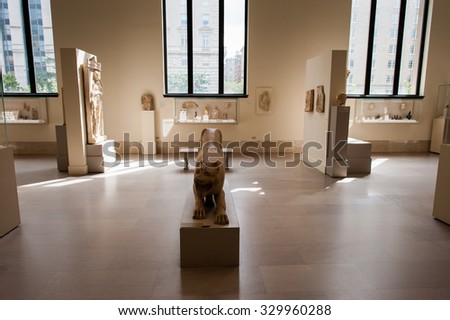 NEW YORK, USA - SEP 25, 2015: Interior of the Metropolitan Museum of Art (the Met), the largest art museum in the United States of America