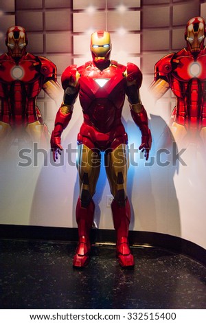 LOS ANGELES, USA - SEP 28, 2015: Iron Man in the  Madame Tussauds Hollywood wax museum. Marie Tussaud was born as Marie Grosholtz in 1761