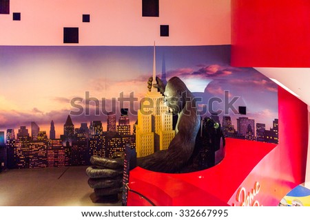 NEW YORK, USA - SEP 22, 2015: King Kong in the Madame Tussaud  wax museum, TImes Square, New York City. Marie Tussaud was born as Marie Grosholtz in 1761