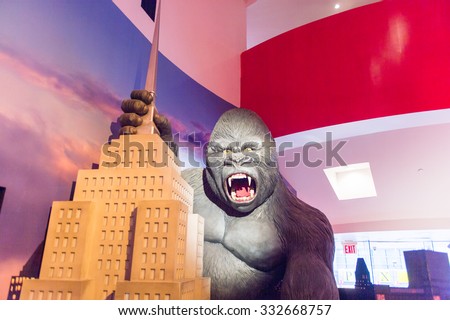 NEW YORK, USA - SEP 22, 2015: King Kong in the Madame Tussaud  wax museum, TImes Square, New York City. Marie Tussaud was born as Marie Grosholtz in 1761