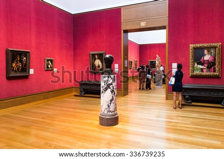 LOS ANGELES, USA - SEP 26, 2015: Interior and gallery of the J. Paul Getty Museum (Getty Museum), an art museum in California established in 1974