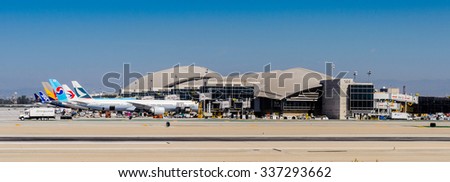 LOS ANGELES, USA - SEP 26, 2015: Los Angeles International Airport (LAX) , the primary airport serving the Greater Los Angeles Area,