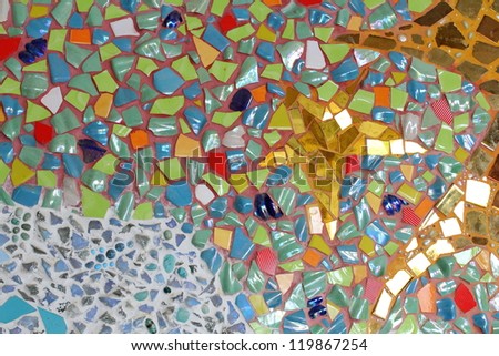 Wall background colorful glass mosaic art.