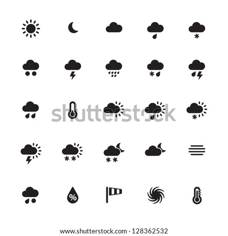 Weather Icons On White Background. Vector Illustration.