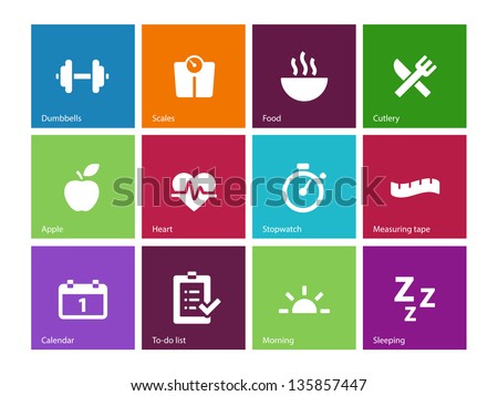Fitness icons on color background Vector illustration Fitness icons on color background Vector illustration