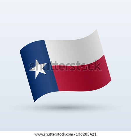 State Of Texas Flag Waving Form On Gray Background. Vector Illustration 