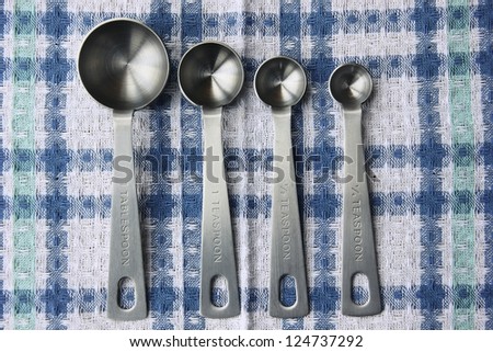 Measuring spoons baking tools background.