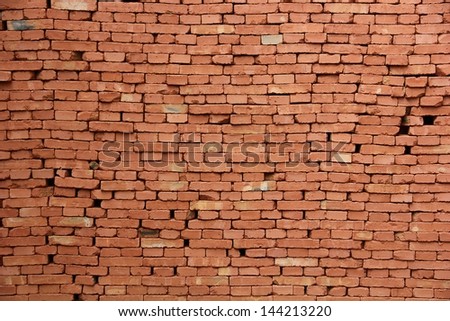 Temporary red brick wall texture.