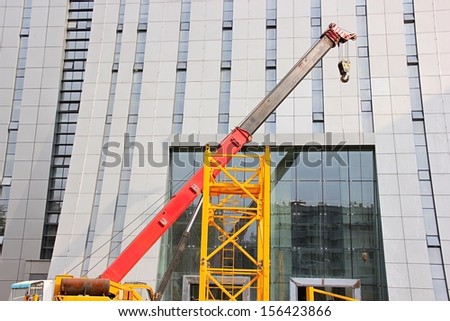 Close-up of a crane at  construction site.