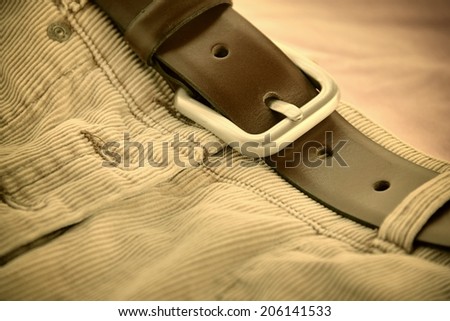 Corduroy skirt with leather belt sepia image.