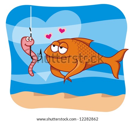 stock-photo-cartoon-illustration-of-fish-in-love-with-the-worm-bait-in-hook-12282862.jpg