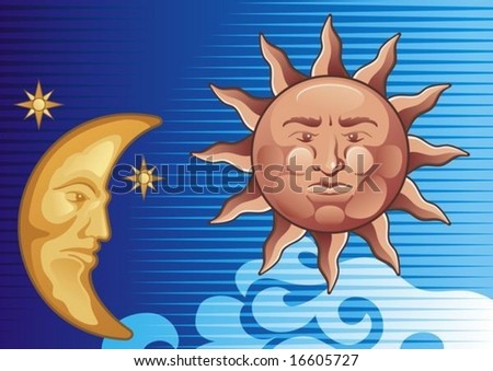 clip art sun and moon. stock vector : Sun and Moon