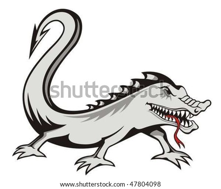 Evil lizard tattoo isolated on white 