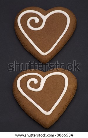 love heart black background. stock photo : Love heart Cookies isolated on a Black Background.