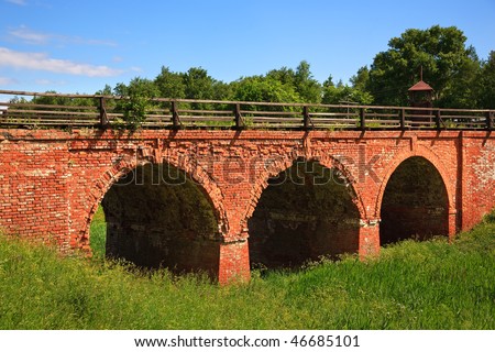 Old red brick arch bridge