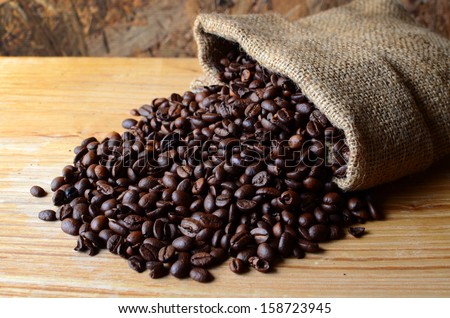 arabica coffee beans in a burlap bag