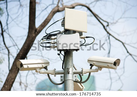 Security camera in public park
