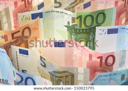European Bank notes, Euro  currency from Europe, Euros.
