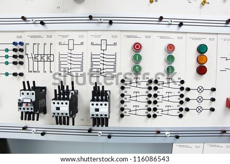 Closeup detail of an electronic control board on equipment in a laboratory