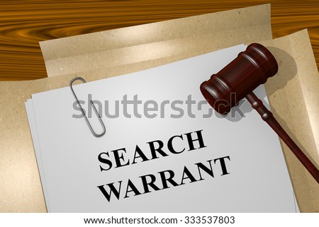 Render illustration of Search Warrant Title On Legal Documents