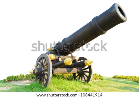 Cannon on wheels moving. Thailand\'s ancient weapons.