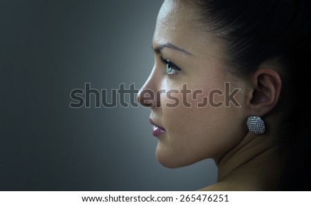 Beautiful young woman profile portrait
