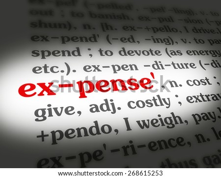 Dictionary definition of the word EXPENSE.