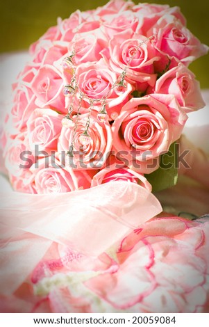 stock photo Wedding bouquet of pink roses