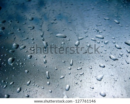 The perspired glass with drops of condensate