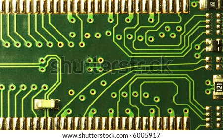 close up of a computer RAM memory circuit patterns