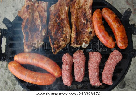 Grilled meat, prepared for a family lunch