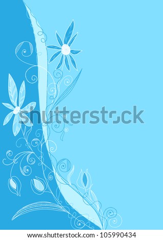 handmade background with a flower arrangement in a blue