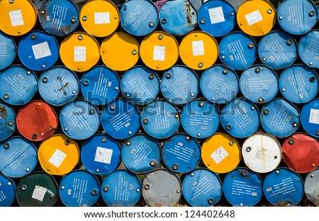 Transformer oil tanks stacked in a row
