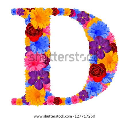Alphabet  from spring  flowers. Letter D