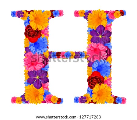 Alphabet  from spring  flowers. Letter H