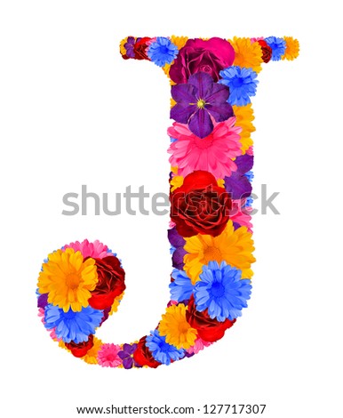 Alphabet  from spring  flowers. Letter J