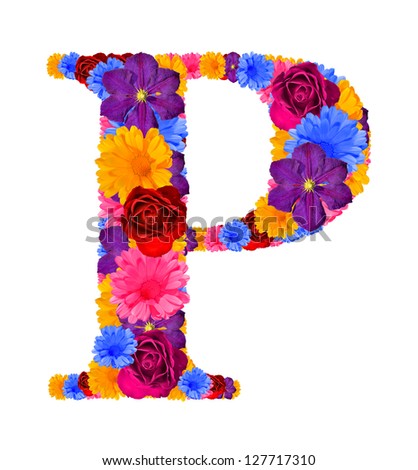 Alphabet  from spring  flowers. Letter P