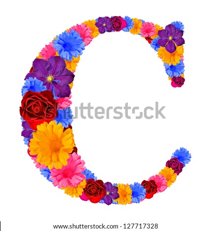 Alphabet  from spring  flowers. Letter C