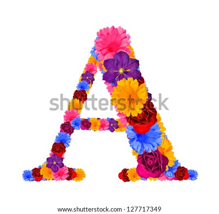 Alphabet  from spring  flowers. Letter A