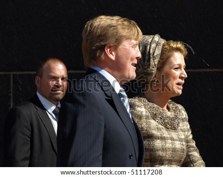 COPENHAGEN - APR 16: HRH Prince Willem Alexander and his spouse Princess Maxima of The Netherlands visits Copenhagen for the celebration of Queen Margrethe's 70th birthday on April 16, 2010 in Copenhagen.