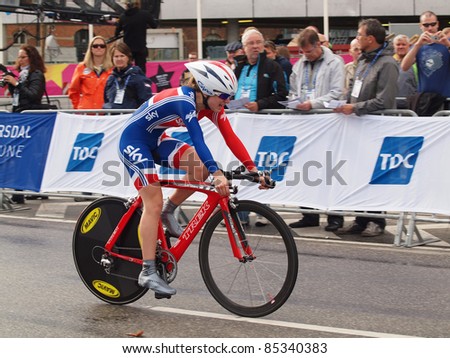 COPENHAGEN - SEPTEMBER 19: Elinor Barker, British junior cyclist at the UCI time trial championships in Copenhagen. September 19, 2011 in Copenhagen and Rudersdal, Denmark.