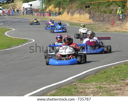 A group of racing go karts.