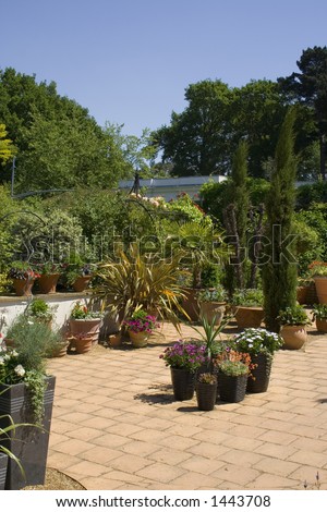 A terraced garden in the sun