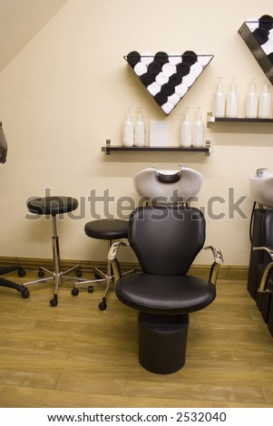 A chair in a hair salon