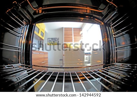 Inside oven with fisheye lens